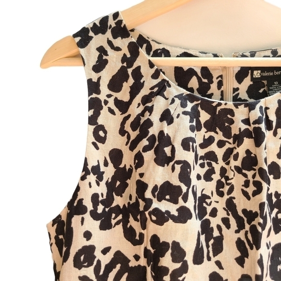 Linen Animal Print Valerie Bertinelli Dress with Pockets, Size Small - Picture 3 of 5